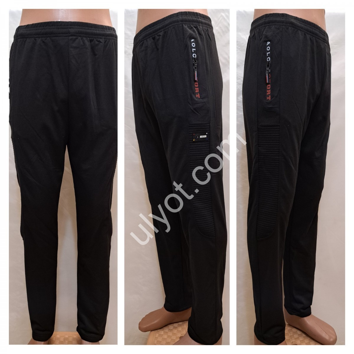 СПОРТ.ШТАНЫ (XL-5XL) ПРЯМОЙ ЧЕРНЫЙ 114