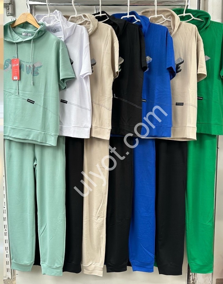 СПОРТ. КОСТЮМ (L-4XL)  МАНЖЕТ ЗЕЛЕНЫЙ 5013