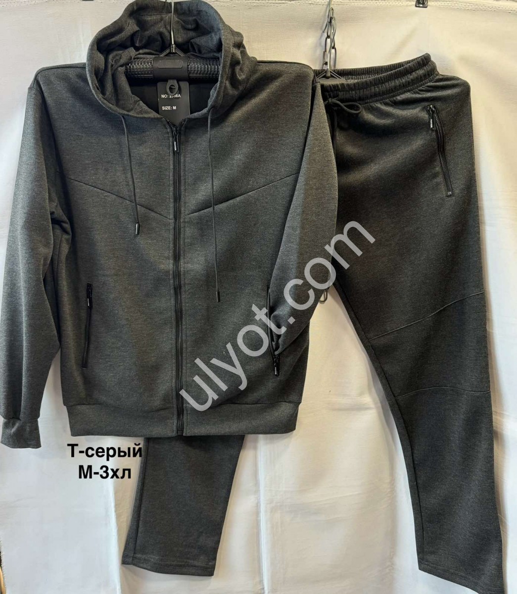 СПОРТ.КОСТЮМ (M-3XL) ПРЯМОЙ Т.СЕРЫЙ 2386