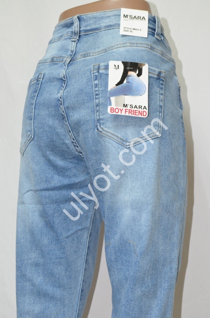 ДЖИНСЫ M.SARA (M-3XL) ГОЛУБОЙ 657-5