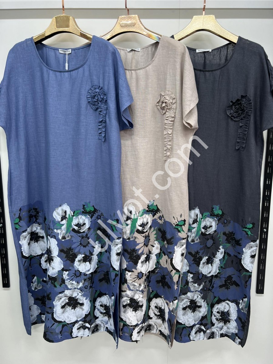 СУКНЯ КВІТИ (3XL-6XL) СІРИЙ 10831