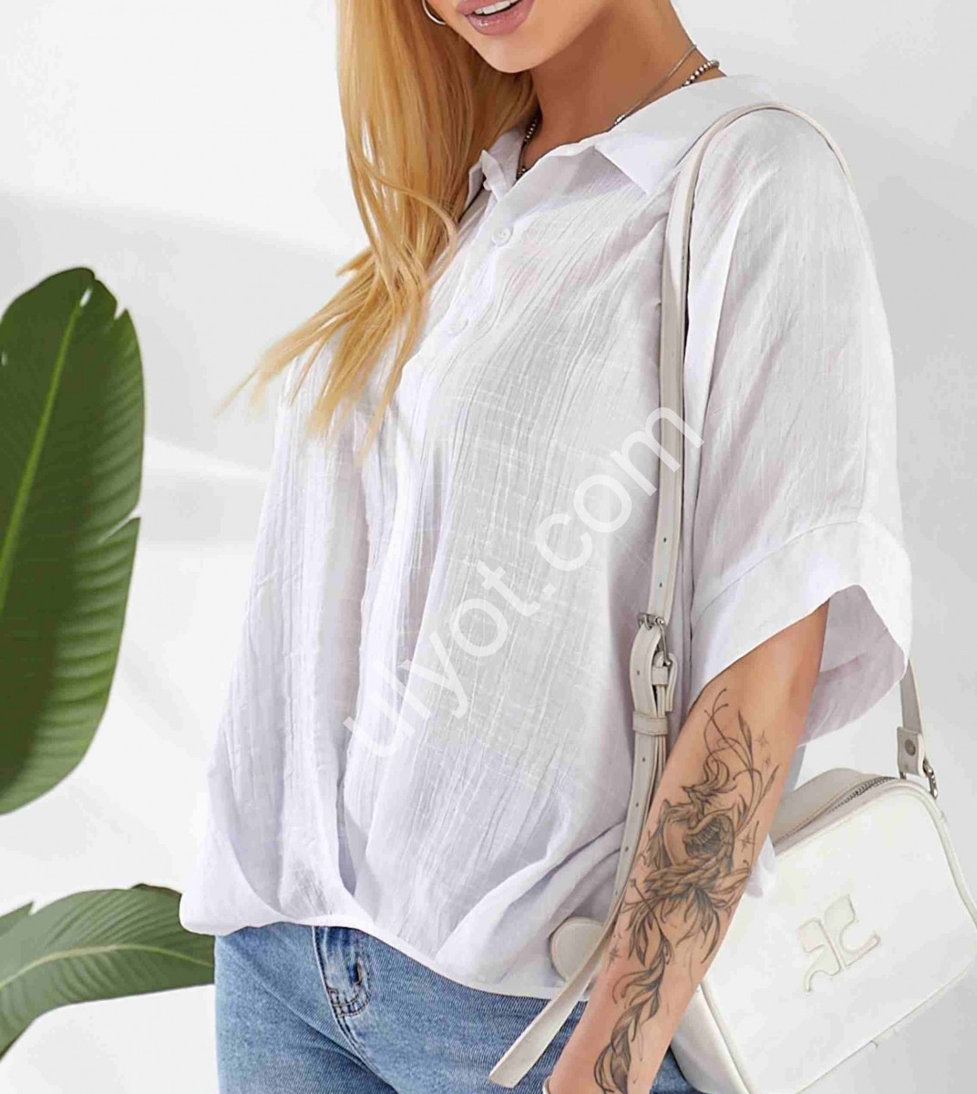 БЛУЗКА (XL-4XL) ЗЕЛЕНЫЙ 657