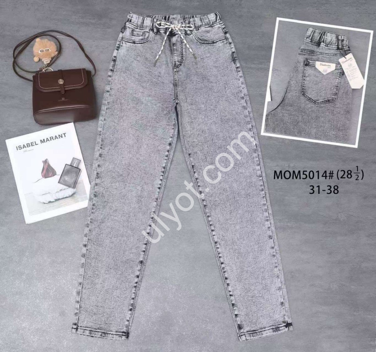 ДЖИНСЫ V&D MOM (31-38) СЕРЫЙ 5014