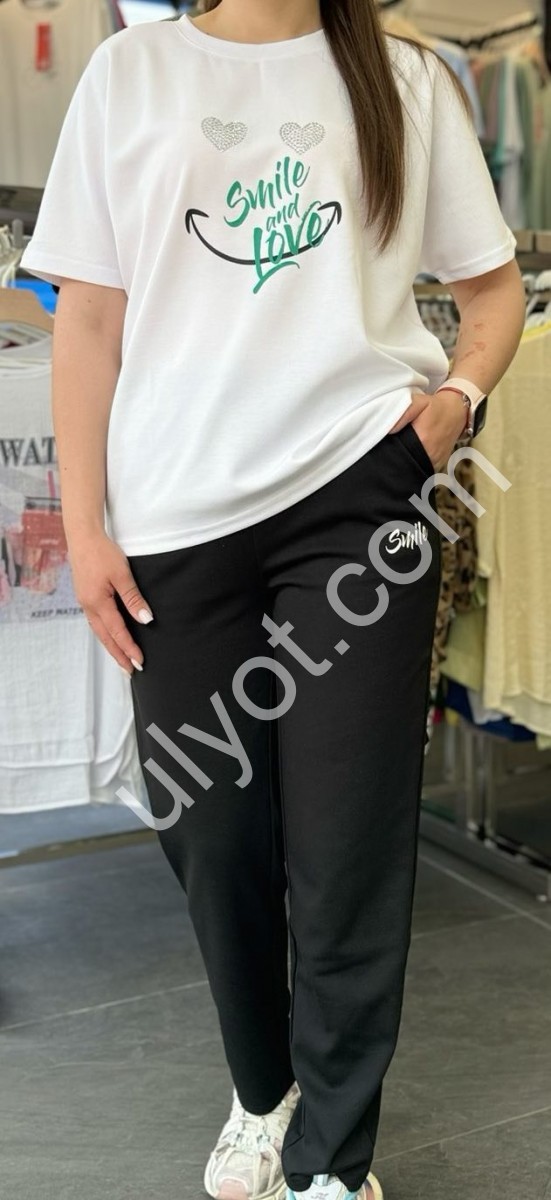 КОСТЮМ SMILE (L-3XL) БІЛИЙ+ЧОРНИЙ JC-102