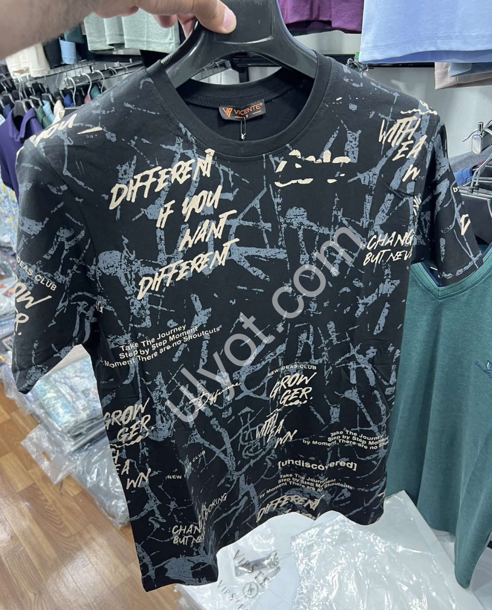 ФУТБОЛКА (S-2XL) ЧЕРНЫЙ+БЕЖЕВЫЙ 21