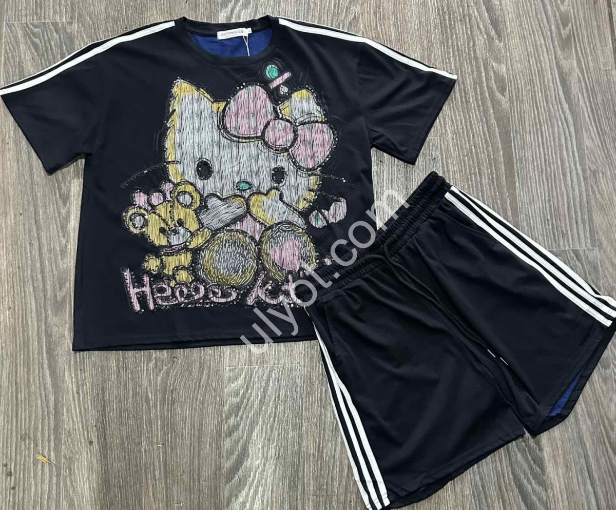 КОСТЮМ KITTY (M-XL) Т.СЕРЫЙ+СИНИЙ 8510