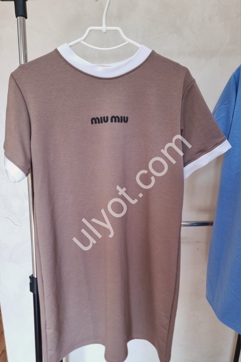 ПЛАТЬЕ-ФУТБОЛКА MIU40 (OVER SIZE) БЕЖЕВЫЙ 2523