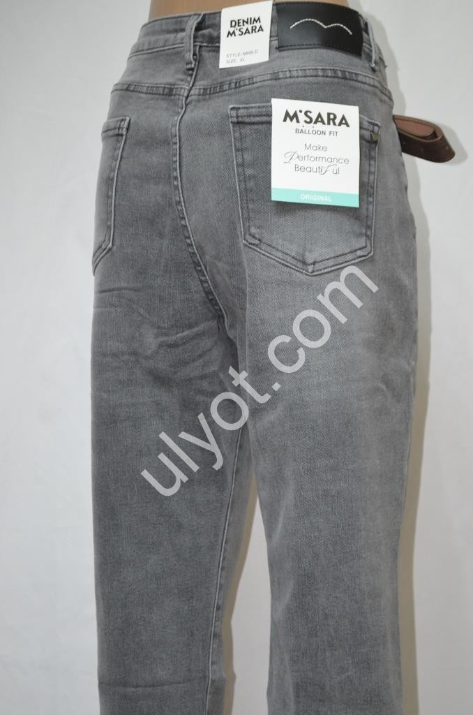 ДЖИНСЫ M.SARA (M-3XL) СЕРЫЙ 898-D