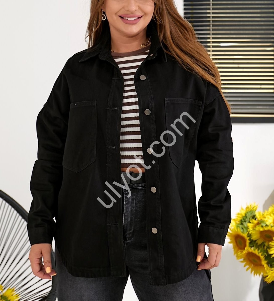 КУРТКА ДЖИНСОВА LIANA (3XL-5XL) ЧОРНИЙ 471