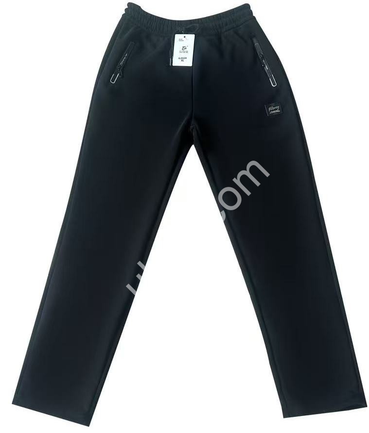 СПОРТ.ШТАНЫ (XL-5XL) ФЛИС ПРЯМОЙ ЧЕРНЫЙ 0024