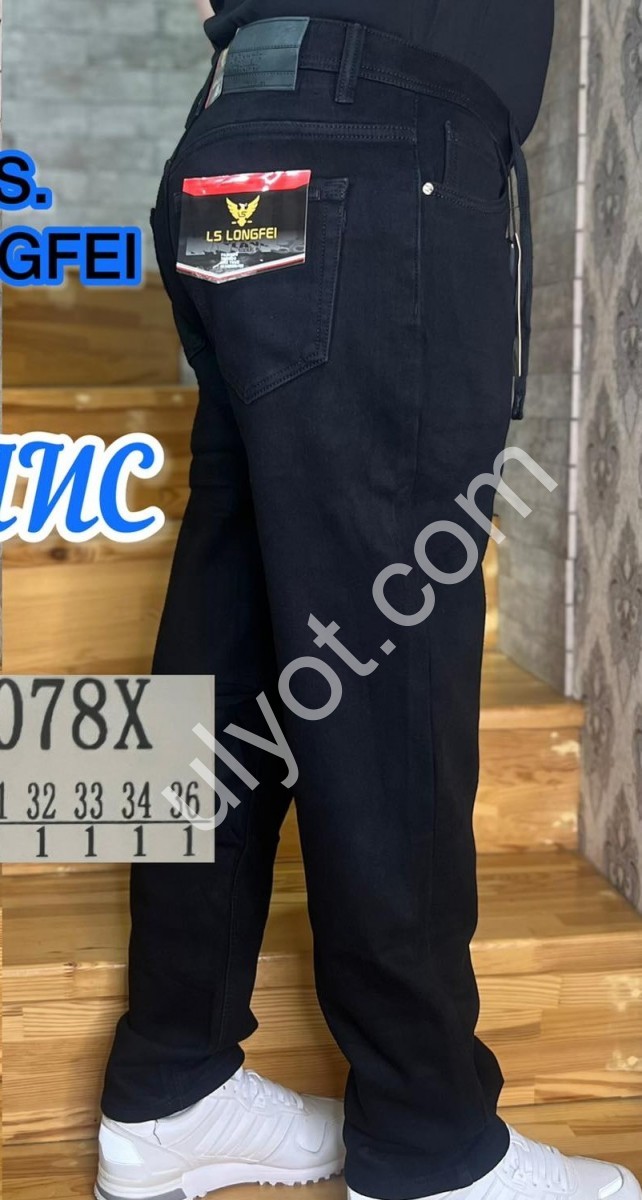 ДЖИНСИ LONGFEI (28-36) ФЛІС ЧОРНИЙ 1078X