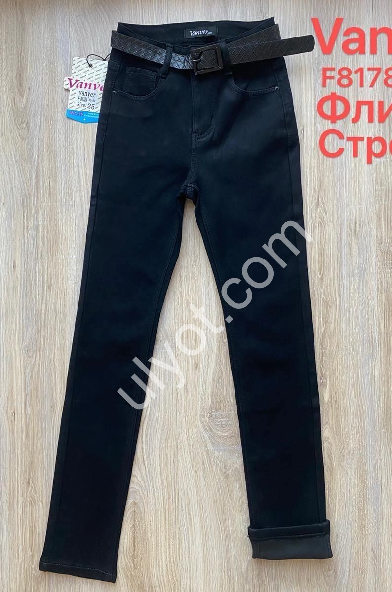 ДЖИНСЫ VANVER (25-30) ФЛИС ЧЕРНЫЙ F81789