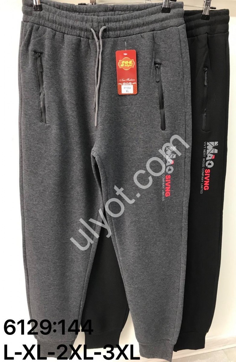 СПОРТ.ШТАНЫ (L-3XL) БАЙКА МАНЖЕТ МИКС 6129