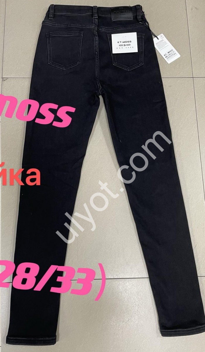 ДЖИНСЫ KT.MOSS (28-33) БАЙКА ЧЕРНЫЙ 215