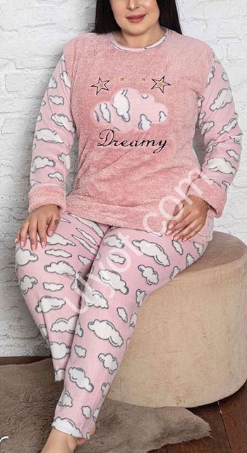 ПІЖАМА (3XL-5XL) ФЛІС ПУДРА 8043