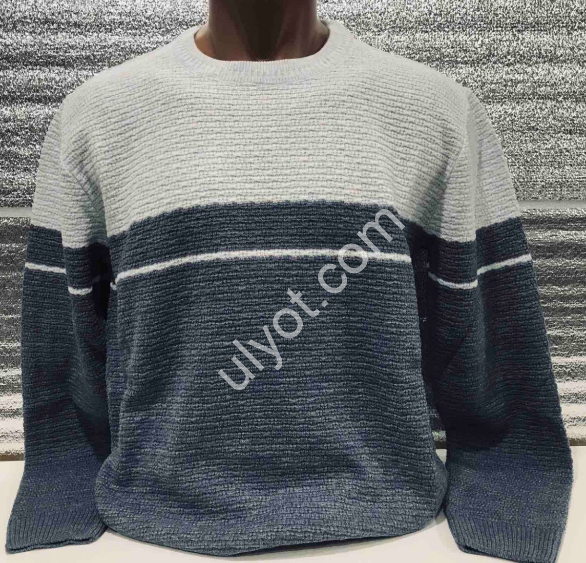 СВІТЕР CASHMERE (L-2XL) СІРИЙ+БІЛИЙ 12160