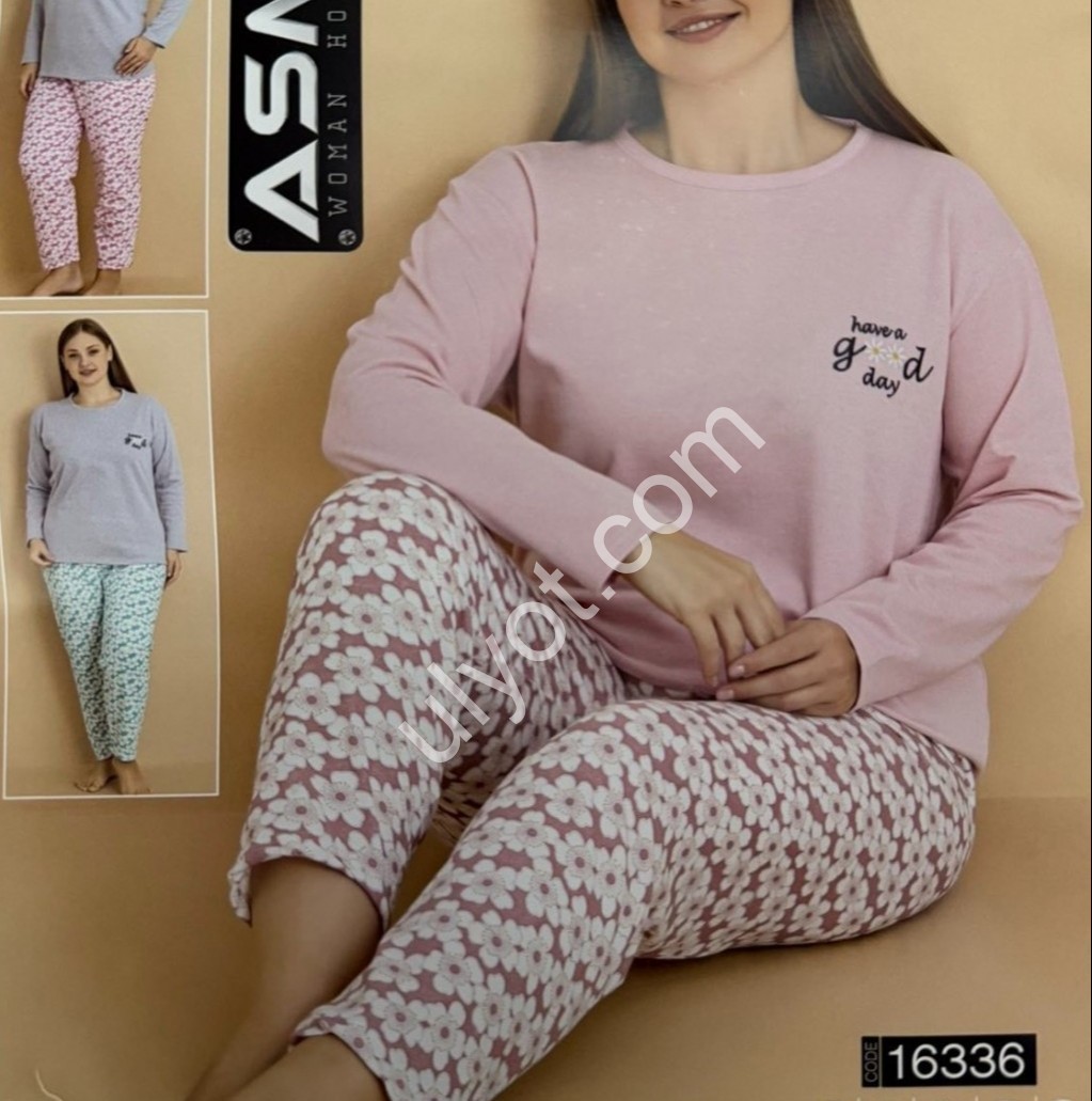 ПІЖАМА (L-4XL) БАЙКА МІКС 16336
