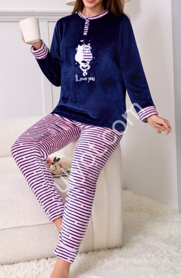 ПІЖАМА LOVE (M-3XL) Т.СИНІЙ 70160