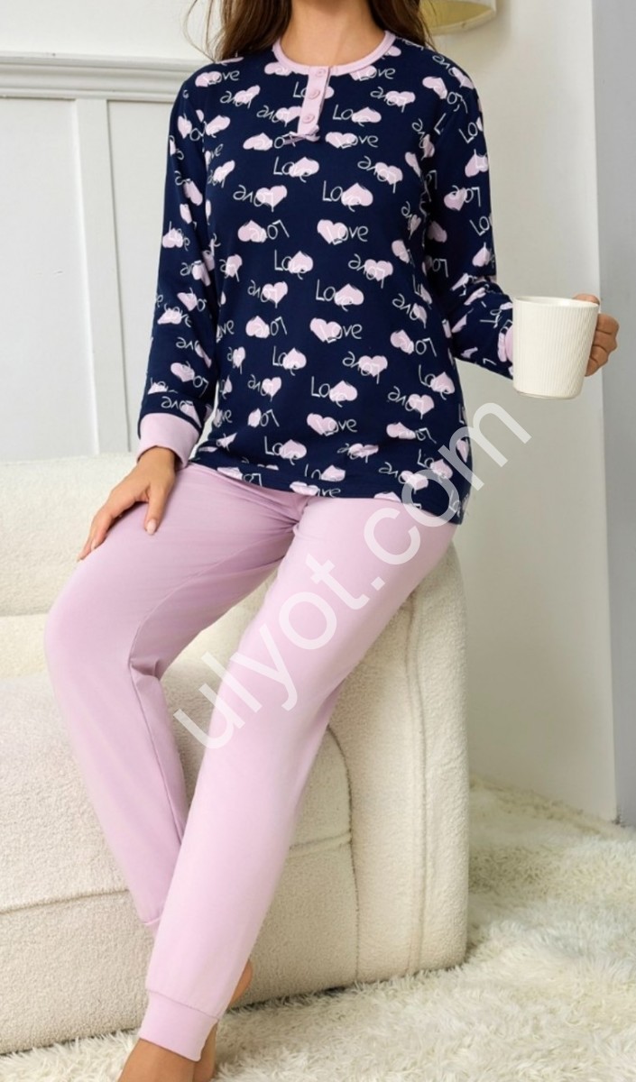 ПІЖАМА СЕРЦЕ (M-3XL) СИНІЙ 70153