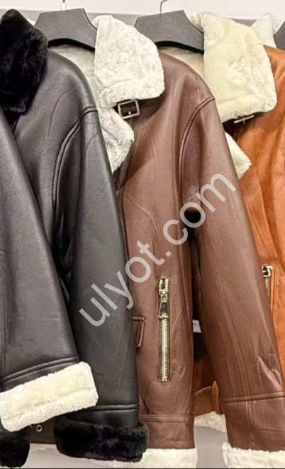 ДУБЛЕНКА (S-XL) ШОКОЛАД + МЕХ БЕЛЫЙ 817