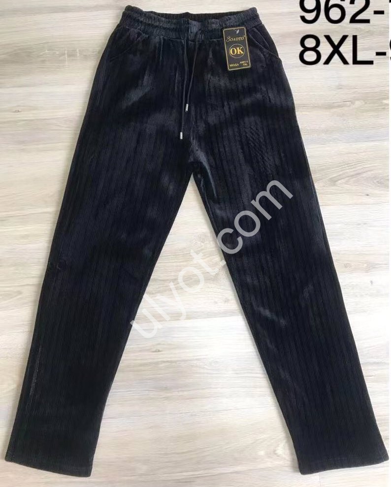 ШТАНЫ (8XL-10XL) МЕХ ПРЯМОЙ ЧЕРНЫЙ 962-1