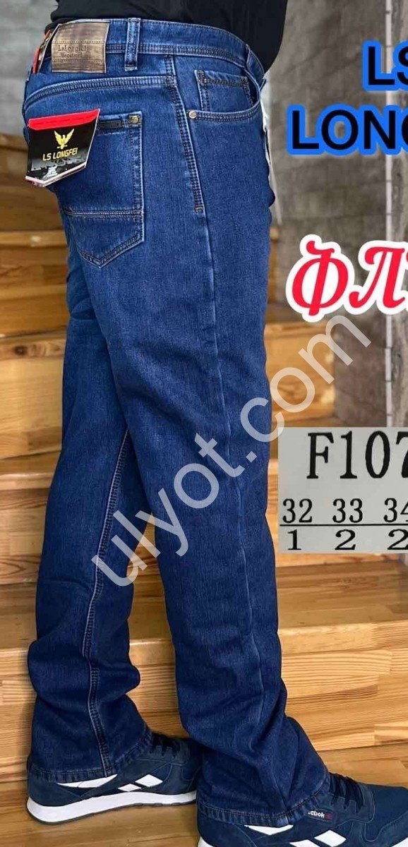 ДЖИНСИ LONGFEI (32-38) ФЛІС СИНІЙ F1076-1