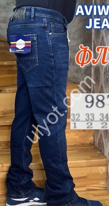 ДЖИНСЫ AVIWGOS (32-38) ФЛИС Т.СИНИЙ 9872