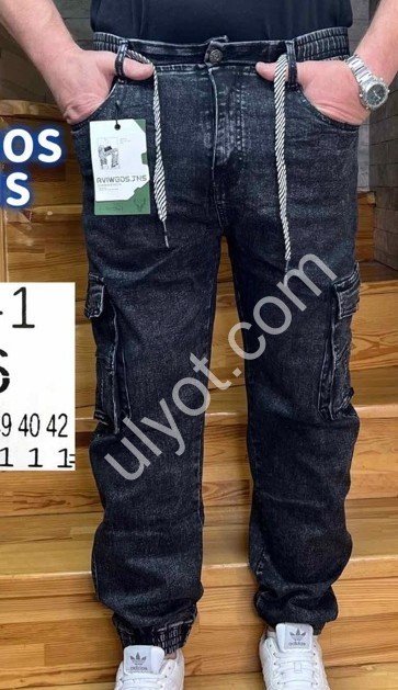 ДЖИНСЫ AVIWGOS (32-42) ФЛИС КАРГО ГРАФИТ 977-1