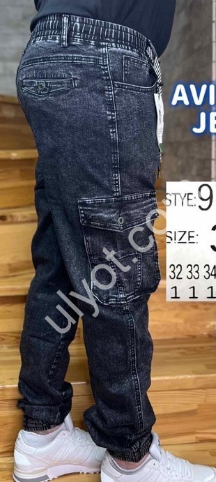 ДЖИНСЫ AVIWGOS (32-42) ФЛИС КАРГО ГРАФИТ 977-1