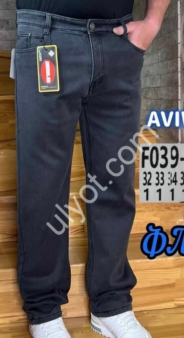 ДЖИНСЫ AVIWGOS (32-40) ФЛИС ГРАФИТ 039-11-10