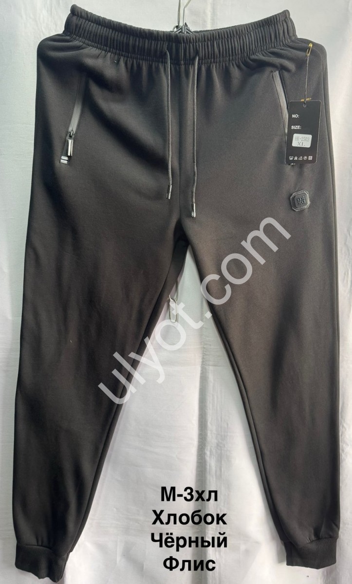 СПОРТ.ШТАНИ (M-3XL) ФЛІС МАНЖЕТ ЧОРНИЙ 2503