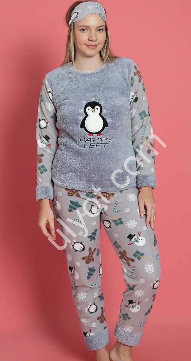 ПИЖАМА (M-2XL) БАЙКА СЕРЫЙ 8172