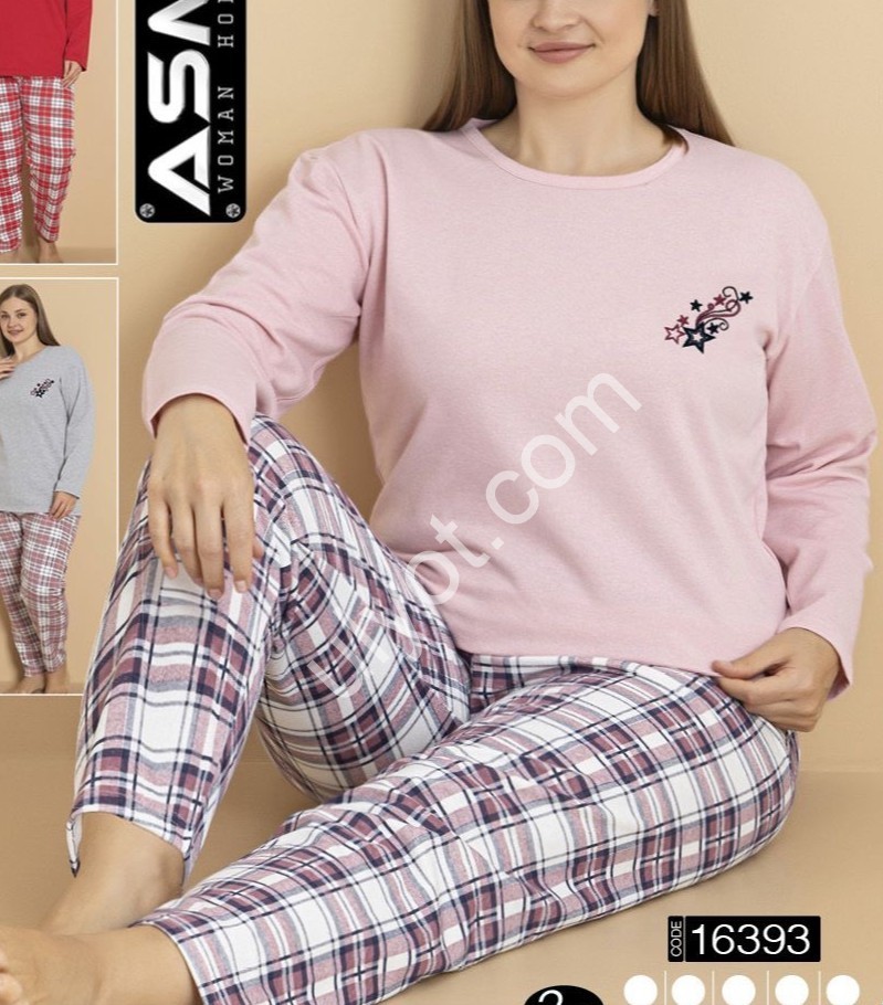 ПИЖАМА (L-4XL) БАЙКА МИКС 16393