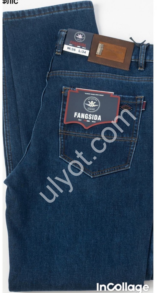 ДЖИНСЫ FANGSIDA (36-44) ФЛИС Т.СИНИЙ 3170