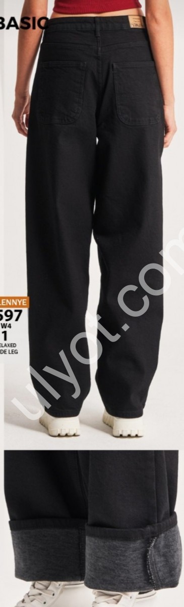 ДЖИНСЫ IT'S BASIC (34-42) БАЙКА ЧЕРНЫЙ 3597/1w4/1