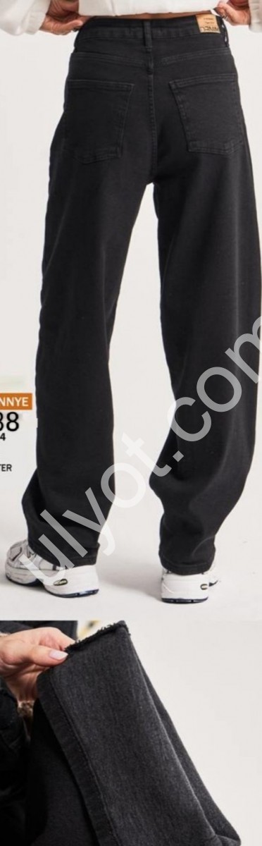 ДЖИНСЫ IT'S BASIC (34-40) БАЙКА ЧЕРНЫЙ 3588/1w4/1