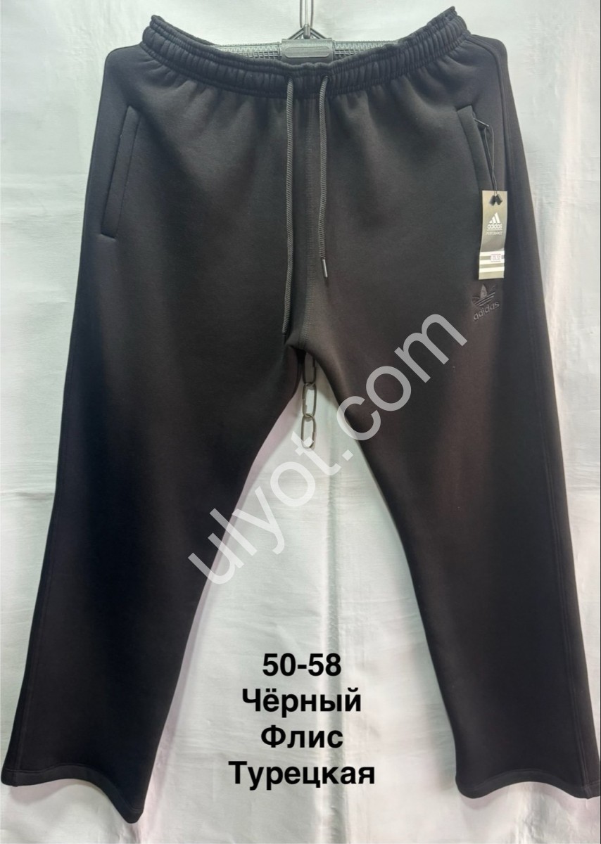 СПОРТ.ШТАНЫ A01 (50-58) ФЛИС ПРЯМОЙ ЧЕРНЫЙ 