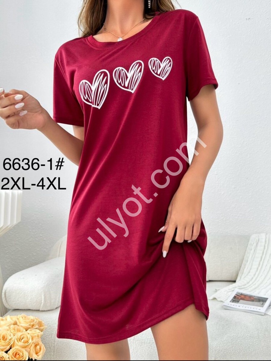 ТУНИКА СЕРДЦА (2XL-4XL) МАЛИНА 6636-1