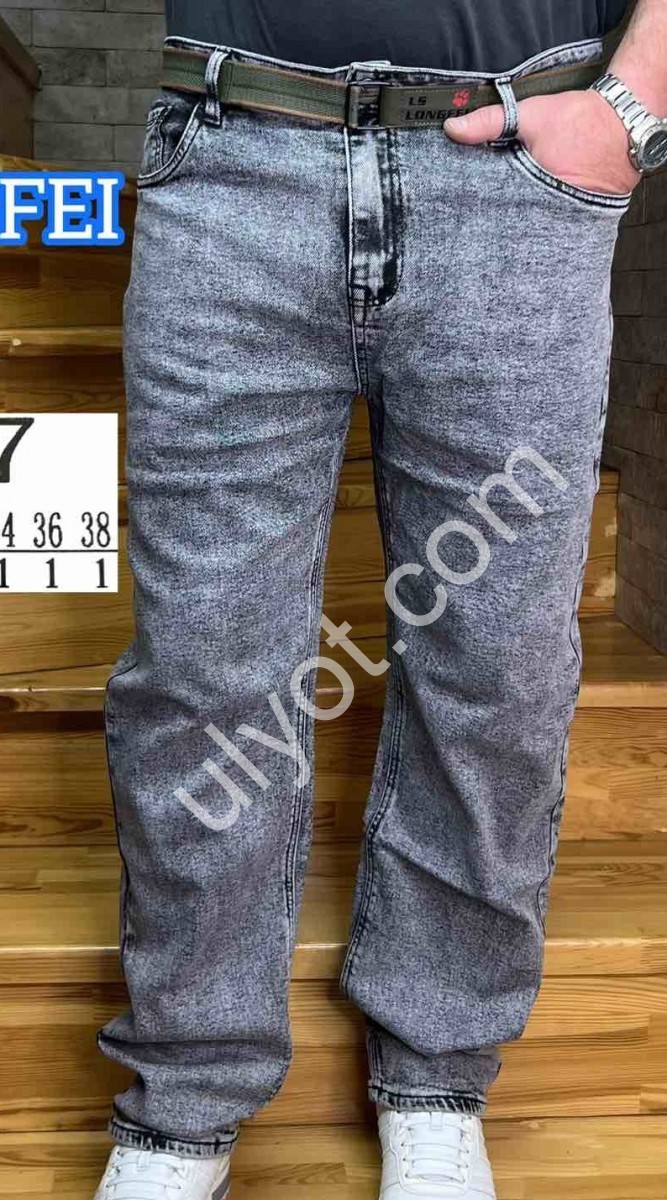 ДЖИНСЫ LONGFEI (29-38) ГРАФИТ 917