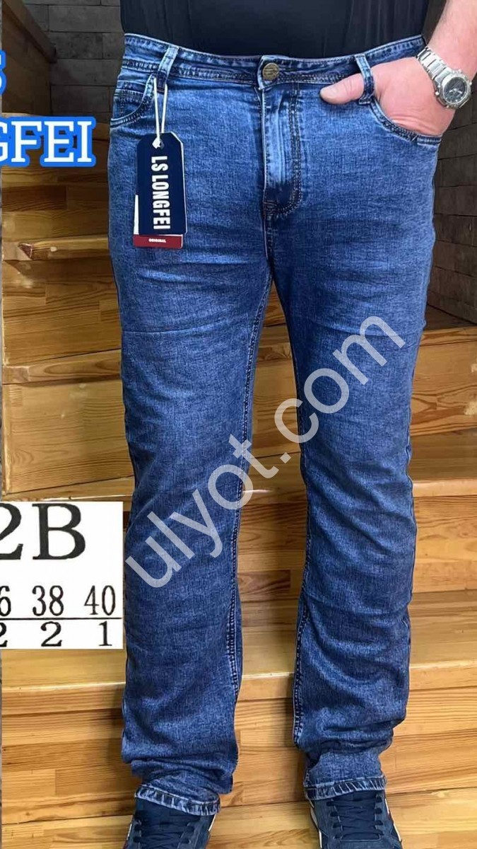 ДЖИНСЫ LONGFEI (32-40) Т.СИНИЙ 382B