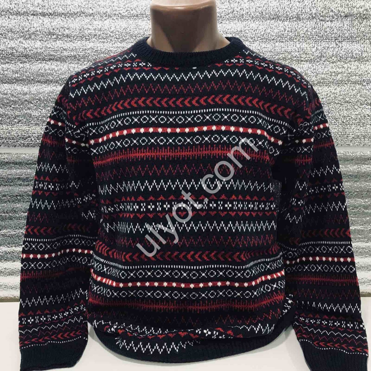 СВІТЕР AYZ (M-XL) ЧОРНИЙ+ЧЕРВОНИЙ 607