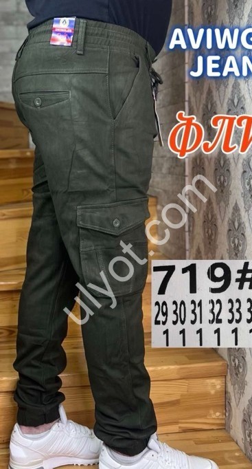 ДЖИНСИ AVIWGOS (29-38) ФЛІС КАРГО ХАКІ 719-8