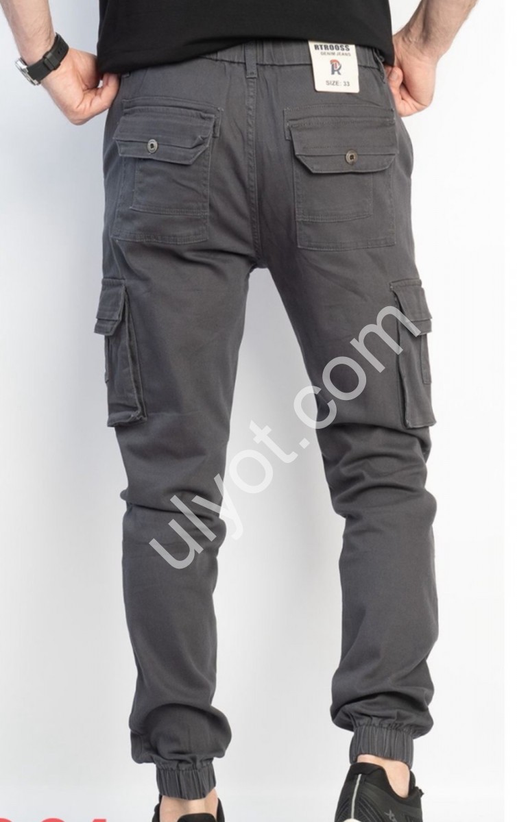 ДЖИНСЫ RTROOSS (28-34) КАРГО СЕРЫЙ 8073-3