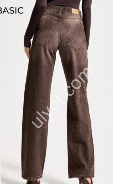 ДЖИНСИ IT'S BASIC (34-42) СТРАЗИ ШОКОЛАД 4675-T/2w5/16