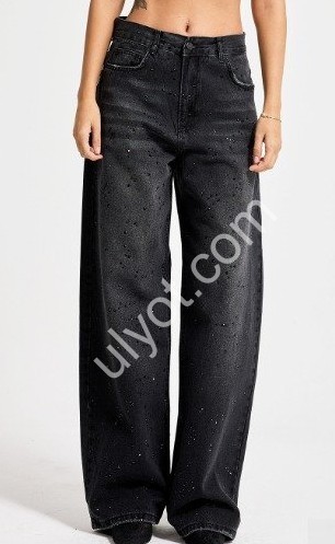 ДЖИНСЫ IT'S BASIC (34-42) СТРАЗЫ ГРАФИТ 3103-T/2s6/1