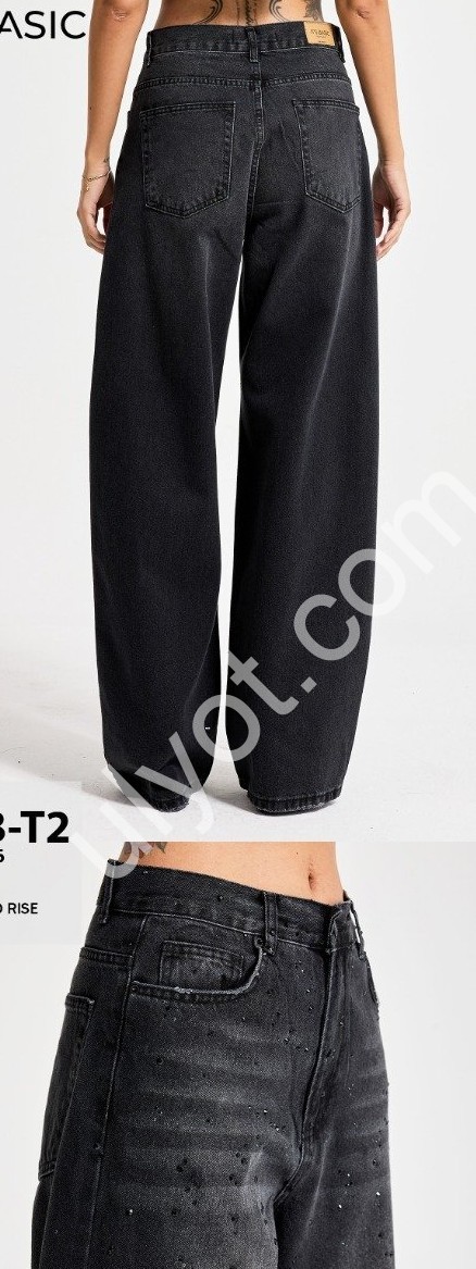 ДЖИНСЫ IT'S BASIC (34-42) СТРАЗЫ ГРАФИТ 3103-T/2s6/1