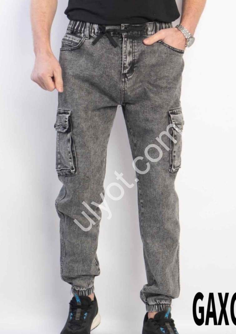 ДЖИНСЫ GAXGAX (32-42) КАРГО ГРАФИТ 1237