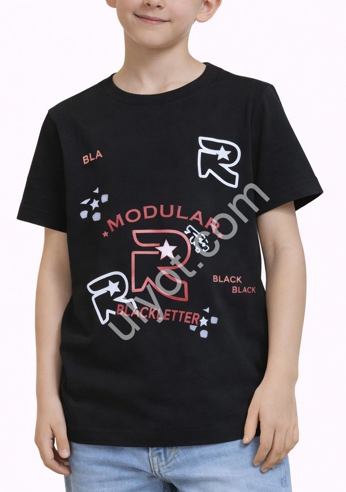 ФУТБОЛКА  (11-16 ЛЕТ) ЧЕРНЫЙ 