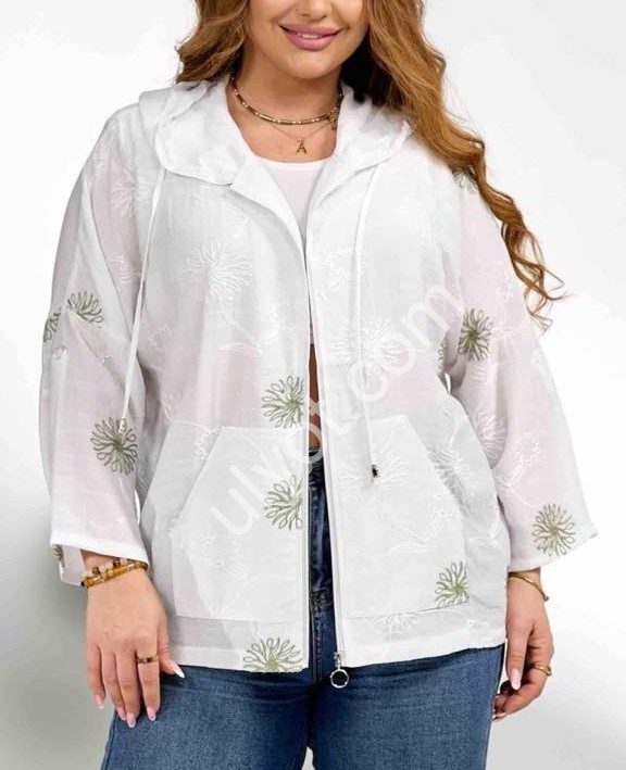 КОФТА JJF (XL-4XL) КВІТИ ЗЕЛЕНІ 2391