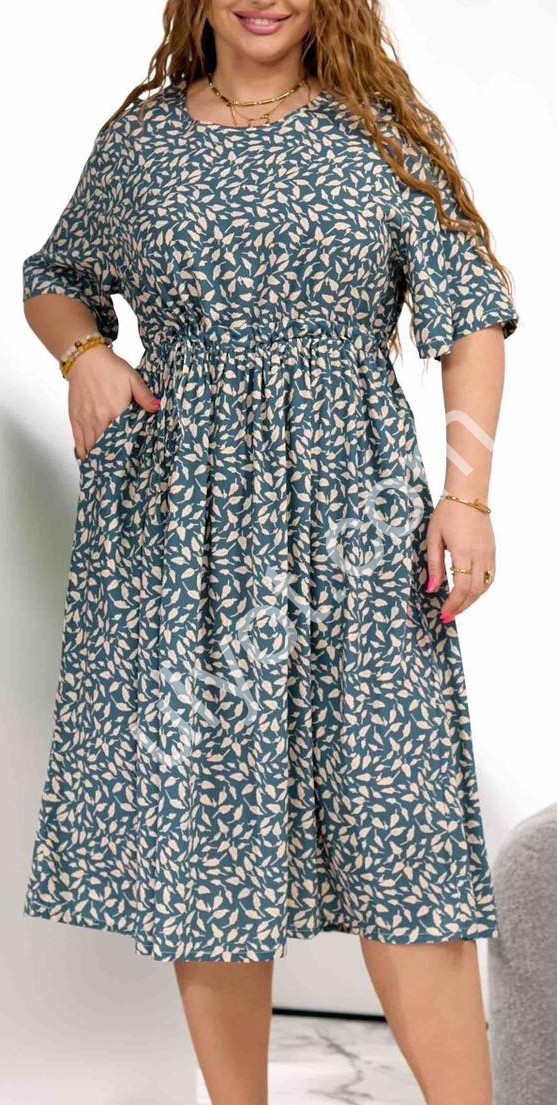 СУКНЯ JJF (XL-4XL) СІРО-ЗЕЛЕНИЙ +ЛИСТ